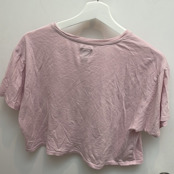 pink calvin klein cropped tee with logo decal detailing - Picture 2 of 3